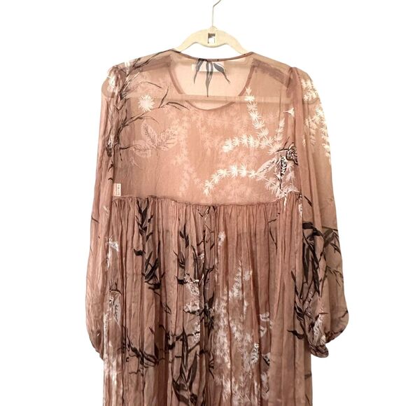 ZIMMERMANN Gossamer Bamboo Silk Maxi Dress Tan Sz 1 (US 6) - Picture 5 of 7